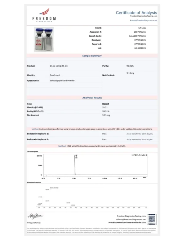 SS-31 Peptide (Elamipretide) – D-Arg-Dmt-Lys-Phe-NH₂